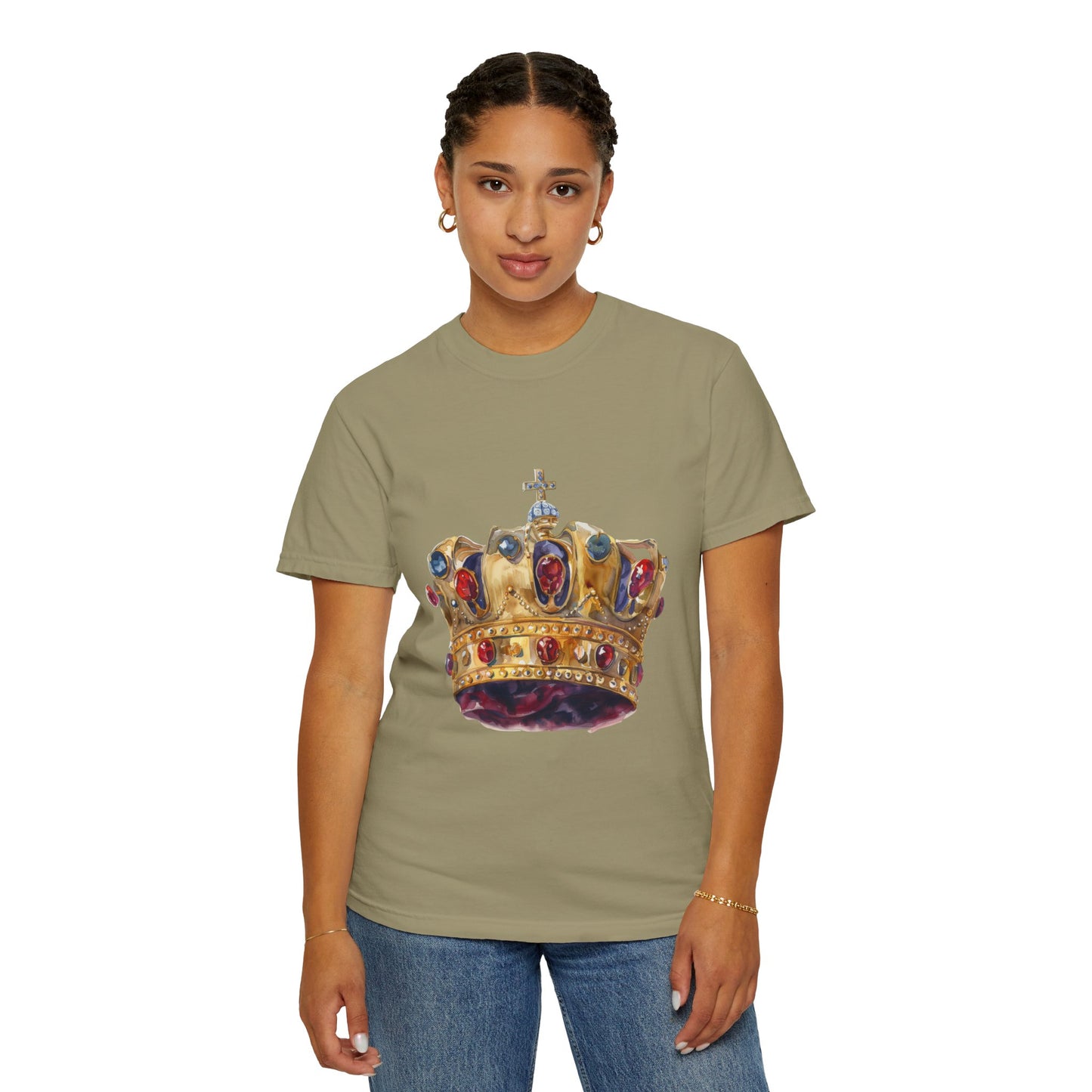 Unisex Garment-Dyed T-shirt - British Royal Crown Design - Iconic Symbol of Monarchy