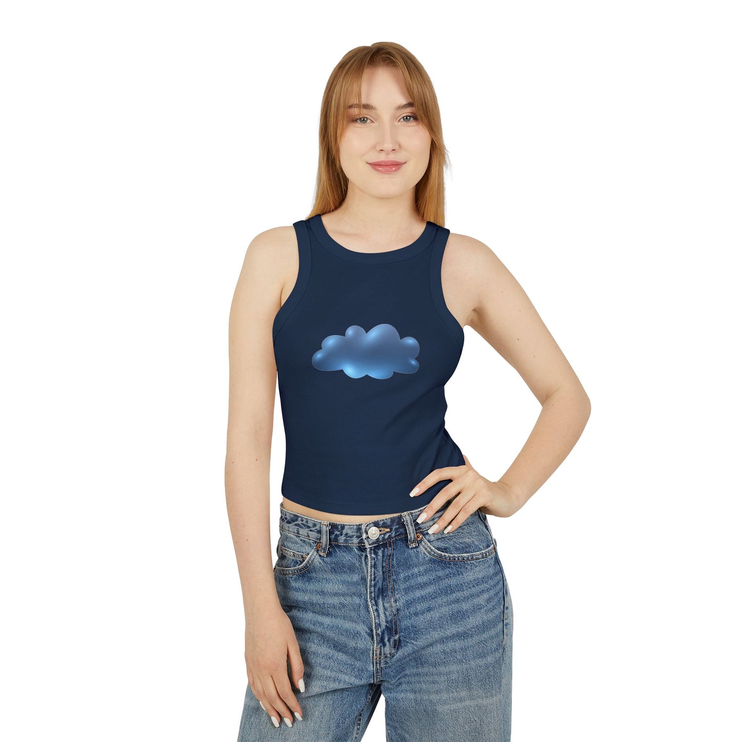 Women's Micro Rib Racer Tank Top - Serene Cloudscape