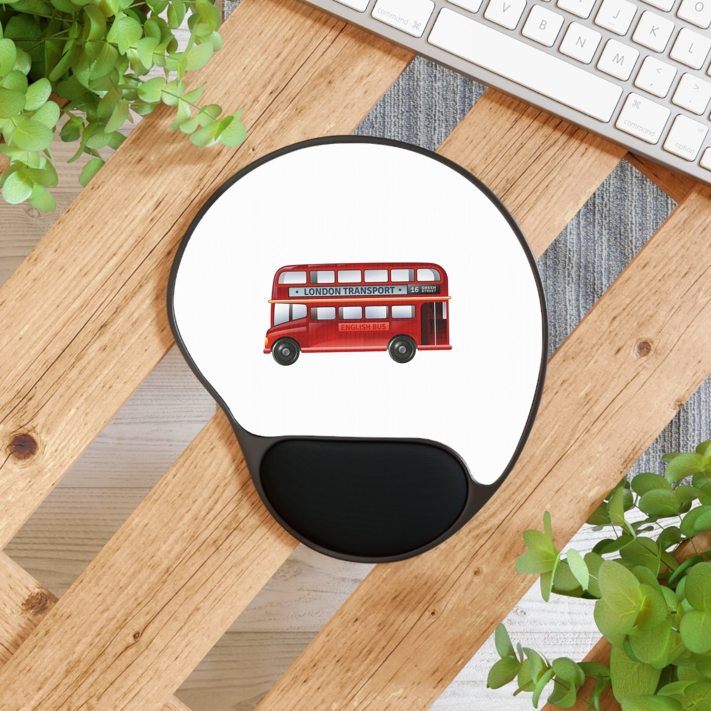London Bus Mouse Pad with Wrist Rest, Ergonomic Mousepad, Office Decor, Gift for Teammates, Computer Accessories, Work from Home