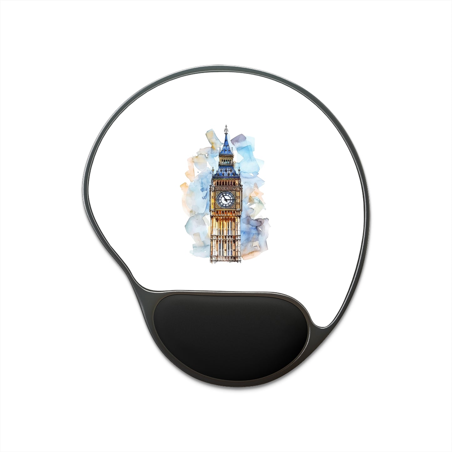 Watercolor Big Ben Mouse Pad with Wrist Rest, Ergonomic Desk Accessory for Home Office, Gift for Students and Professionals