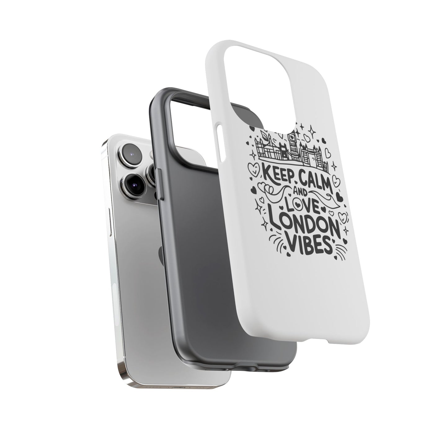 London Vibes Phone Case – Keep Calm Design, iPhone Accessories, Gift for Travelers, London Souvenir, Unique Cell Phone Cover