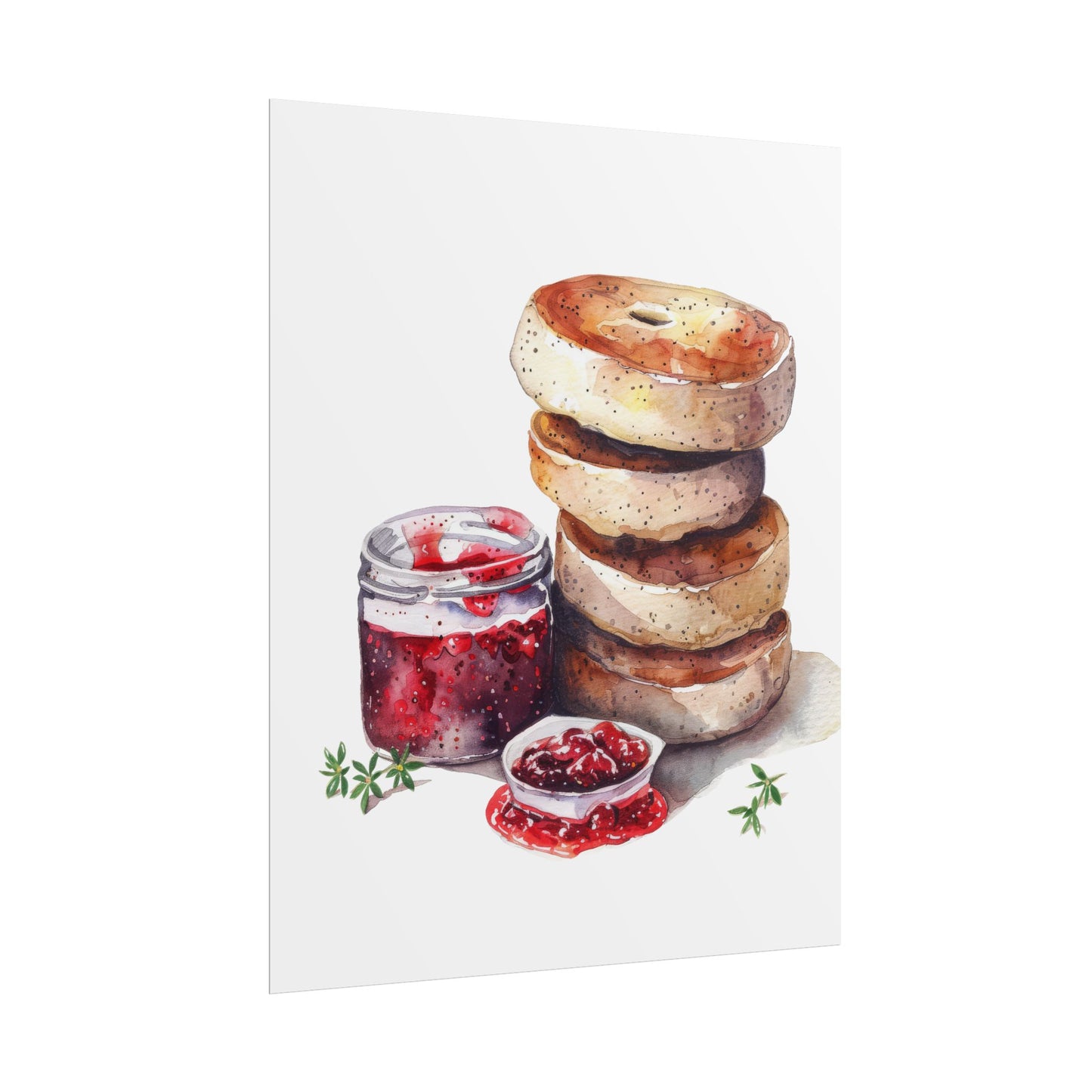 Breakfast Bagel Art Print, Foodie Decor, Kitchen Wall Art, Rolled Poster, Unique Food Gift, Home Cooking Decor