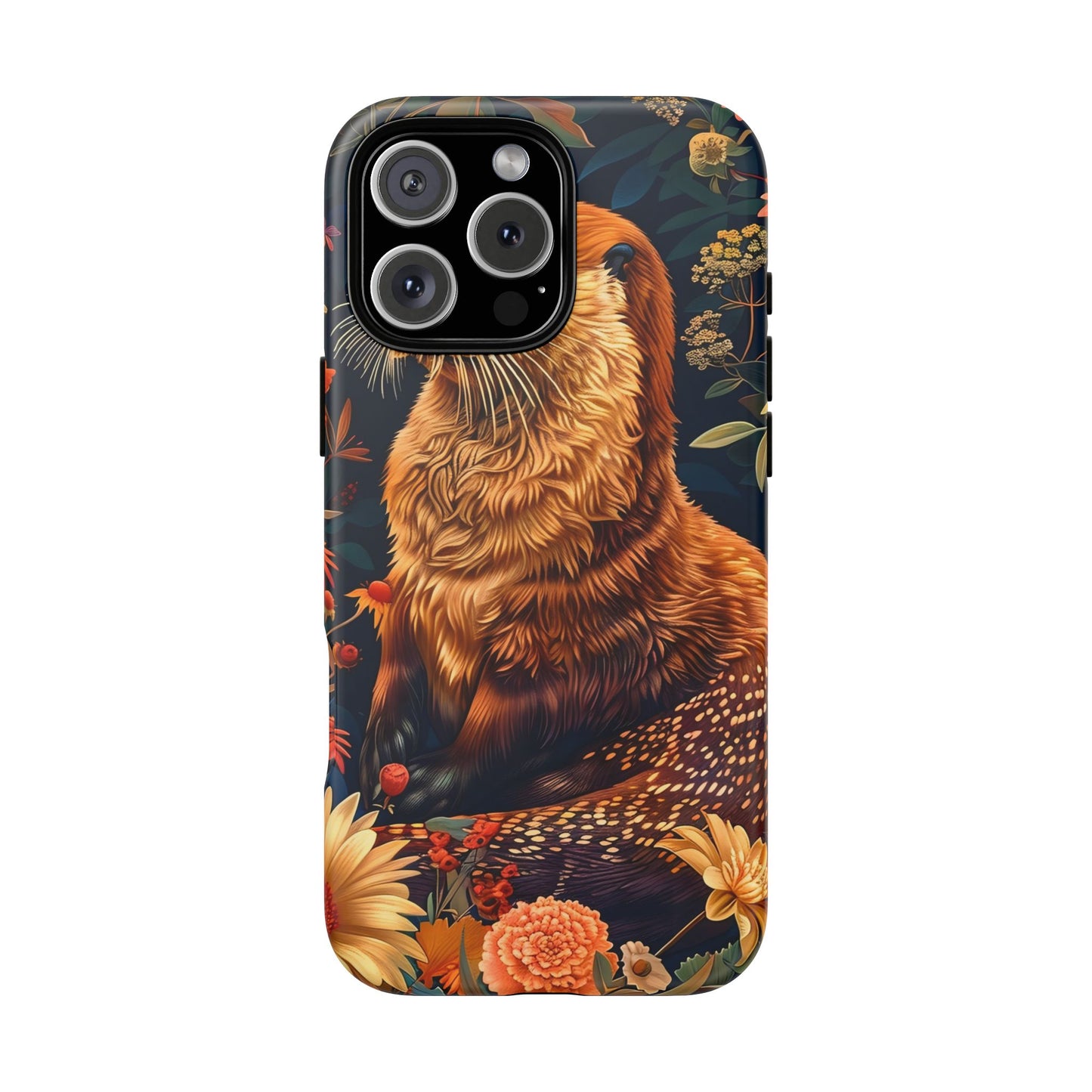 Otter Phone Case, Floral Otter Design, Tough Phone Cover, Nature Lover Gift, Cute Animal Accessories