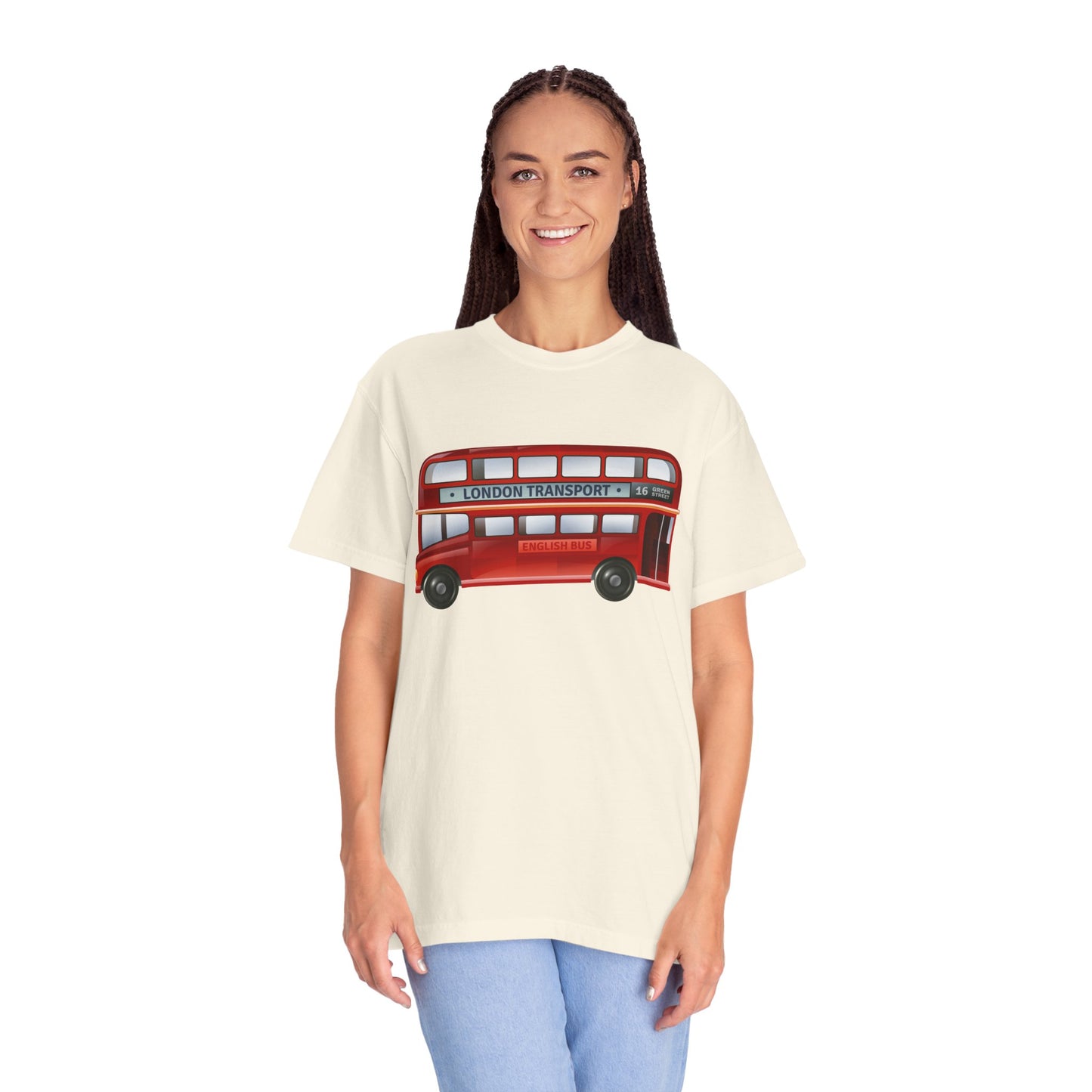 Unisex Garment-Dyed T-shirt - Rolling Through History: The British Red Bus