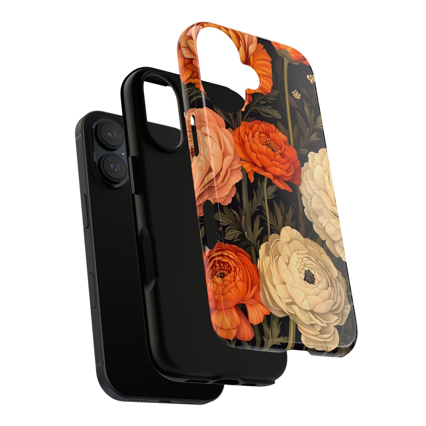 Floral Phone Case with Tough Protection, Blooming Ranunculus Design, Durable Cover, Gift for Flower Lovers, Eco-Friendly Phone Accessory