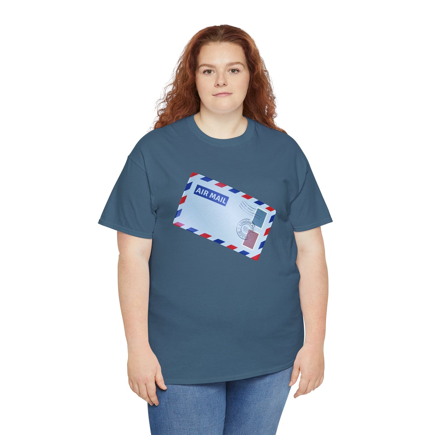 Unisex Heavy Cotton Tee - Vintage British Air Mail - Classic Postal Design