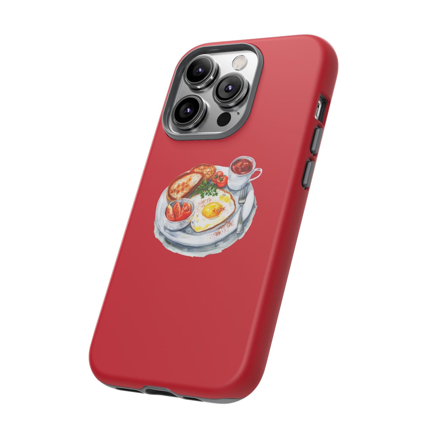Breakfast-Inspired Phone Case, Tough Phone Covers, Foodie Gifts, Unique Accessories, Cute Kitchen Decor, Red Phone Case