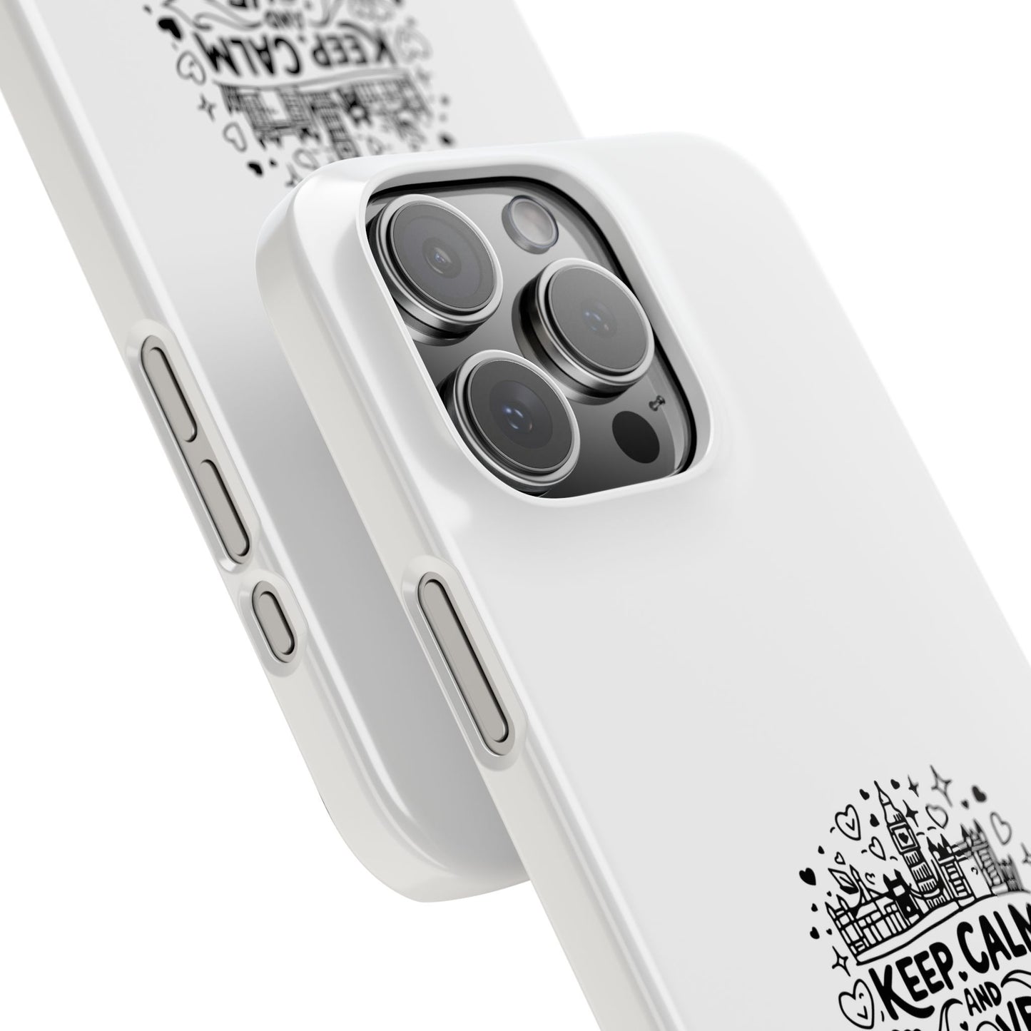 Keep Calm London Vibes Slim Phone Case, Black and White Phone Cover, Trendy Gift for London Lovers, Stylish Phone Accessory, Travel Souvenir