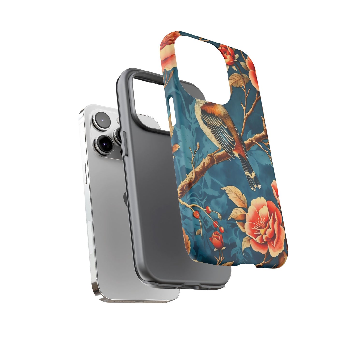 Bird & Floral Phone Case, Tough Cases for Nature Lovers, Gift for Her, Customizable Design, Vibrant Tech Accessories