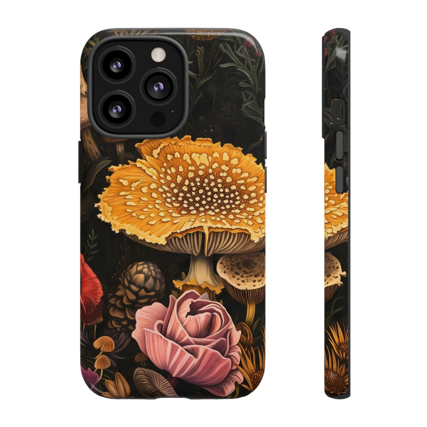 Floral Mushroom Phone Case, Tough Cases, Eco-Friendly, Nature Lover Gift, Floral Phone Cover, Stylish Phone Accessories