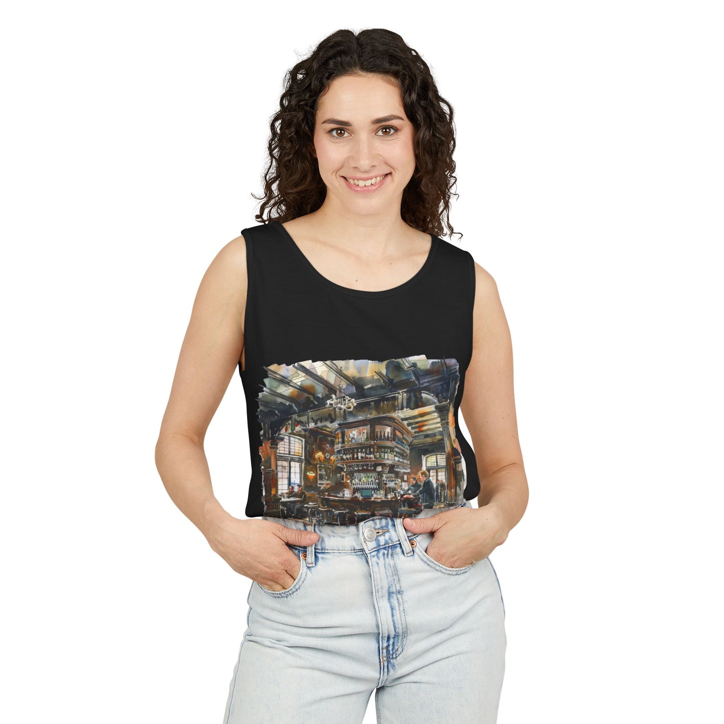 Unisex Garment-Dyed Tank Top - Cozy British Pub - London