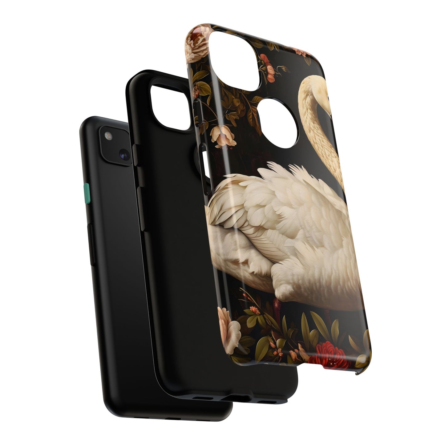 Elegant Swan Phone Case, Artistic Mobile Cover, Floral Phone Protector, Stylish Gift for Her, Modern Phone Accessory