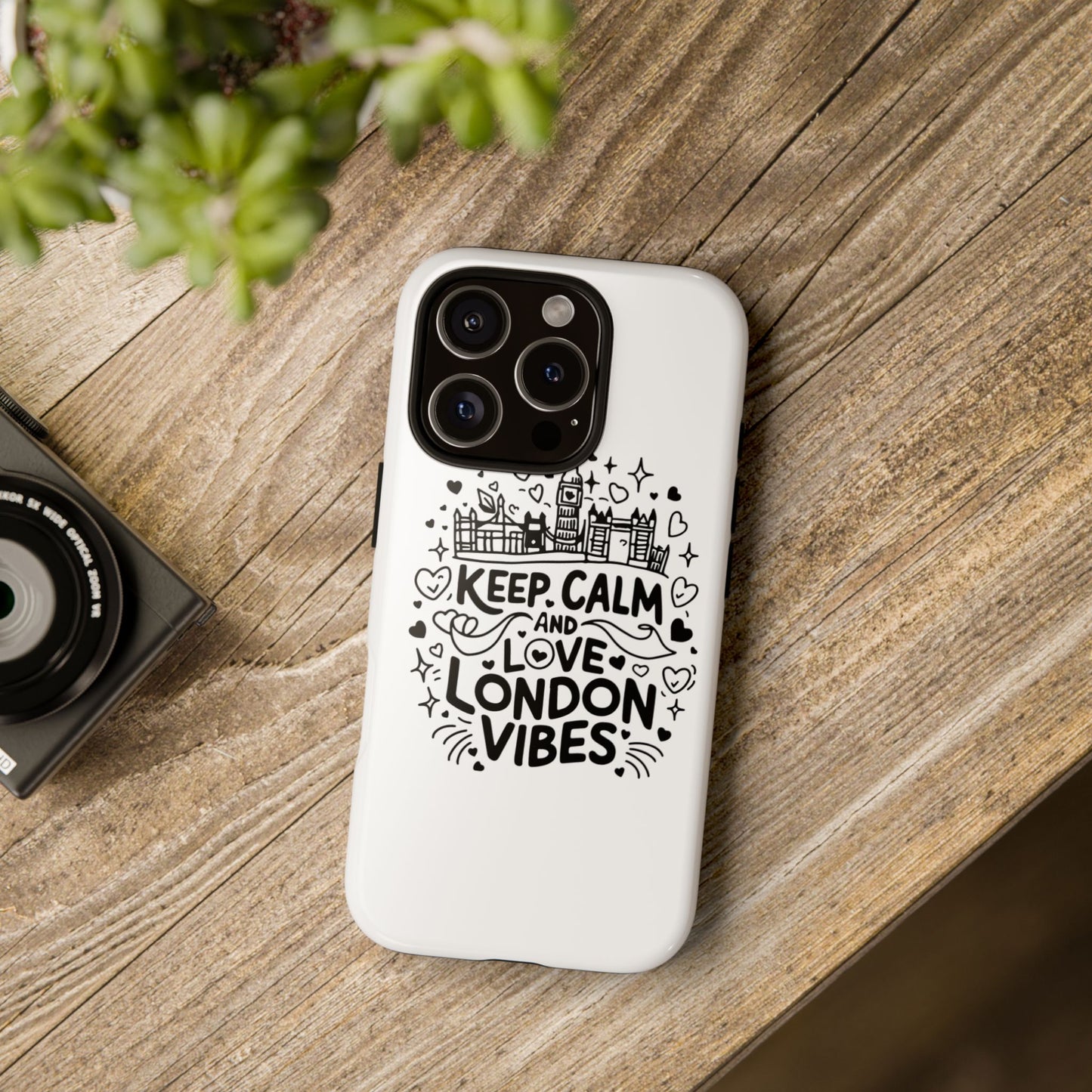 London Vibes Phone Case – Keep Calm Design, iPhone Accessories, Gift for Travelers, London Souvenir, Unique Cell Phone Cover