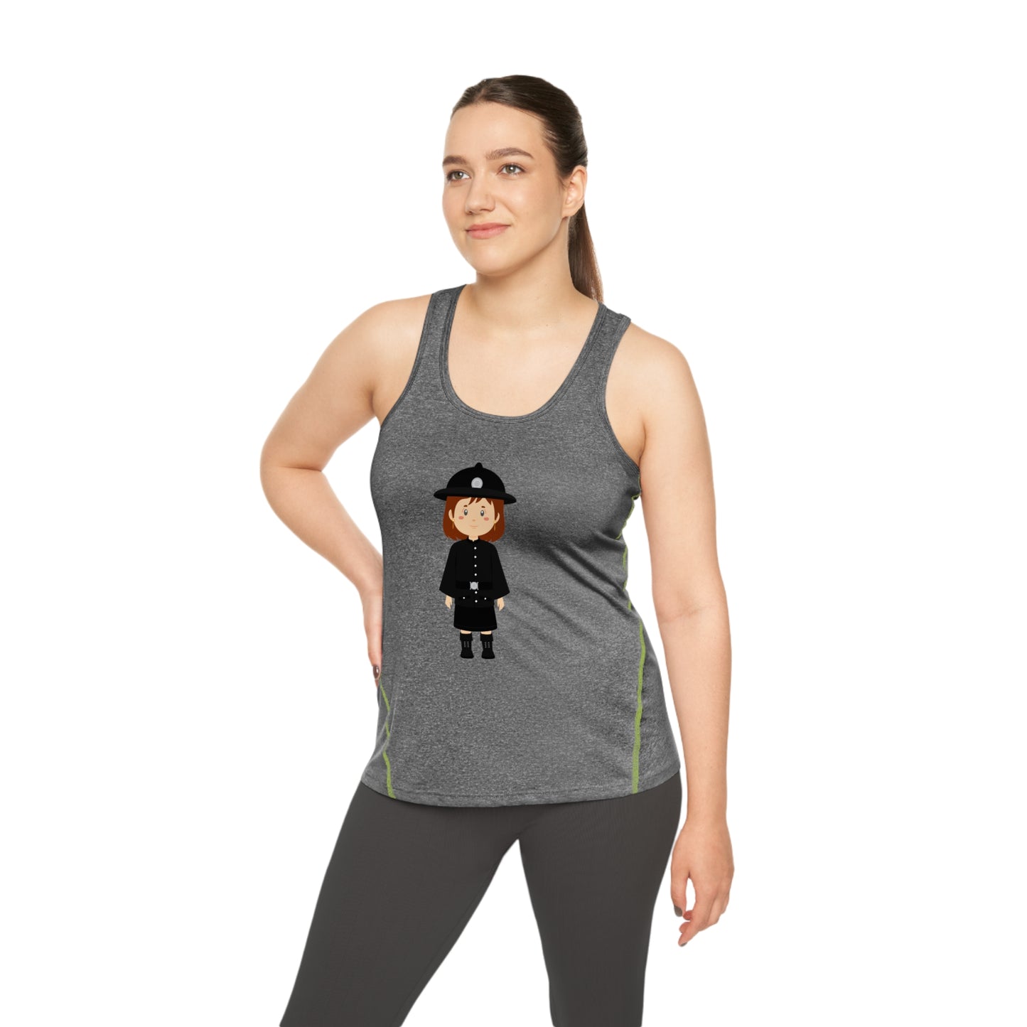 Women's Racerback Sports Top - Activewear for Fitness and Fun - Police Officer - Classic Military Elegance and Honor