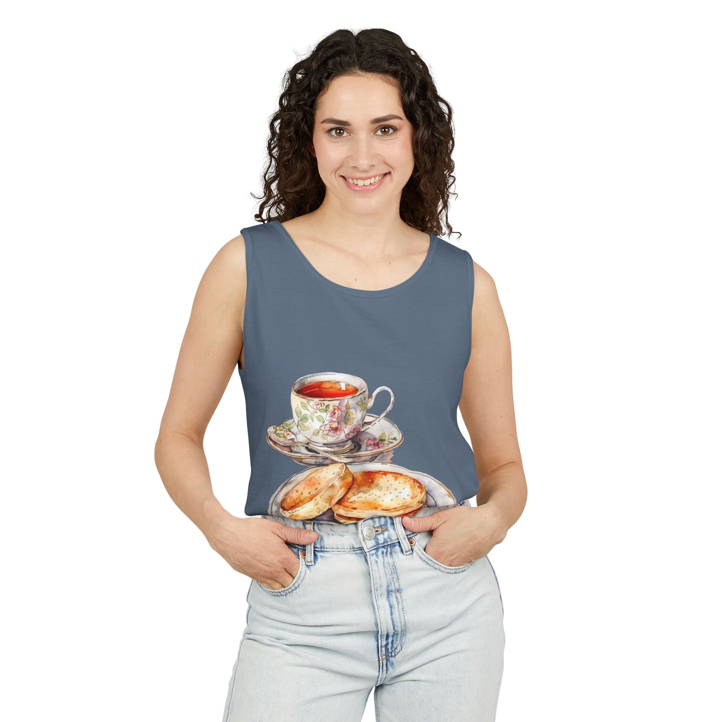 Unisex Garment-Dyed Tank Top - Artistic Food-Themed Painting for Home Decor