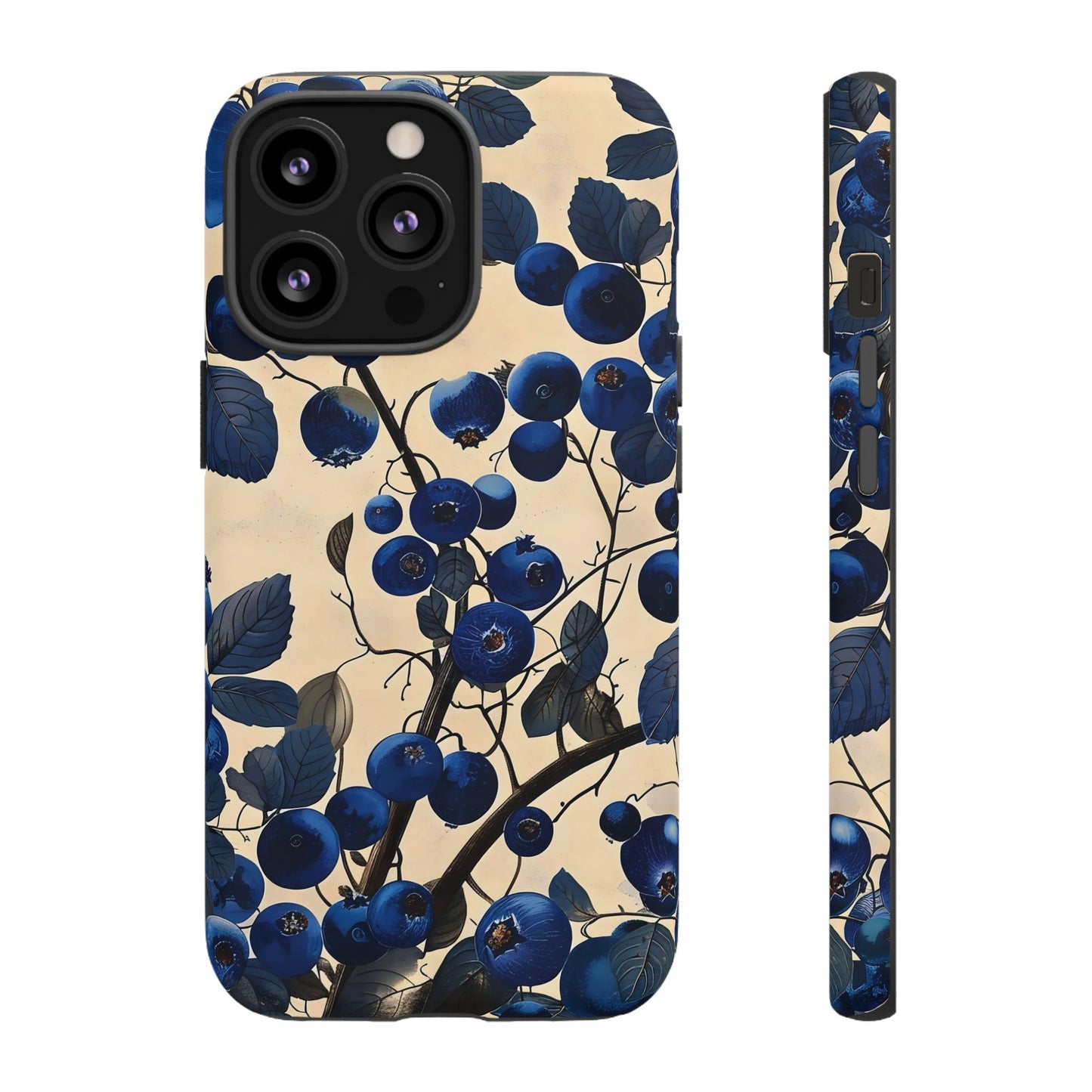 Blue Berry Tough Phone Case, Floral Phone Cover, Stylish Protective Case, Unique Gift for Her, Phone Accessories