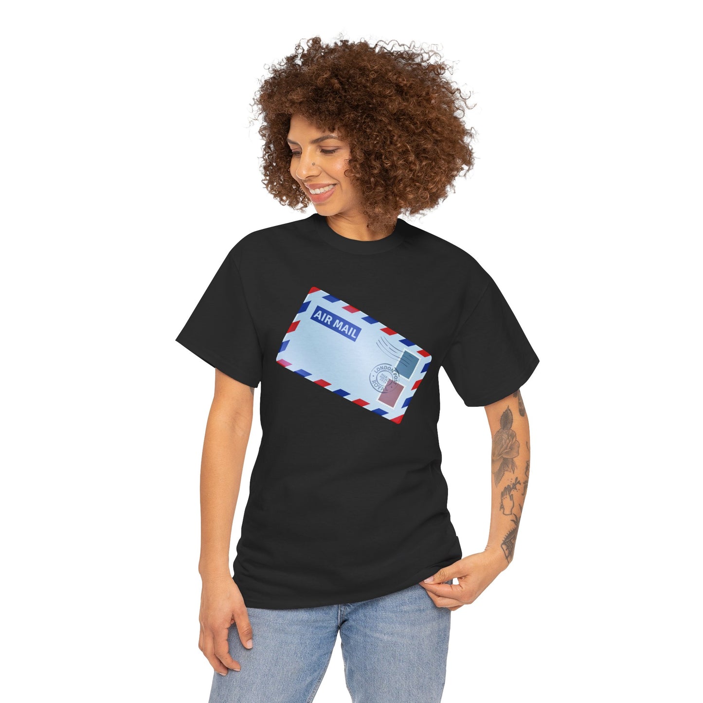 Unisex Heavy Cotton Tee - Vintage British Air Mail - Classic Postal Design