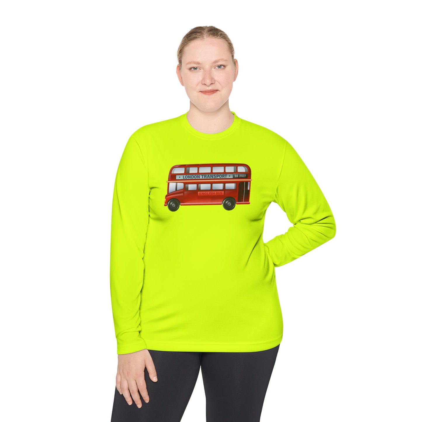 Unisex Lightweight Long Sleeve Tee - Iconic Red Double-Decker Transport English Bus
