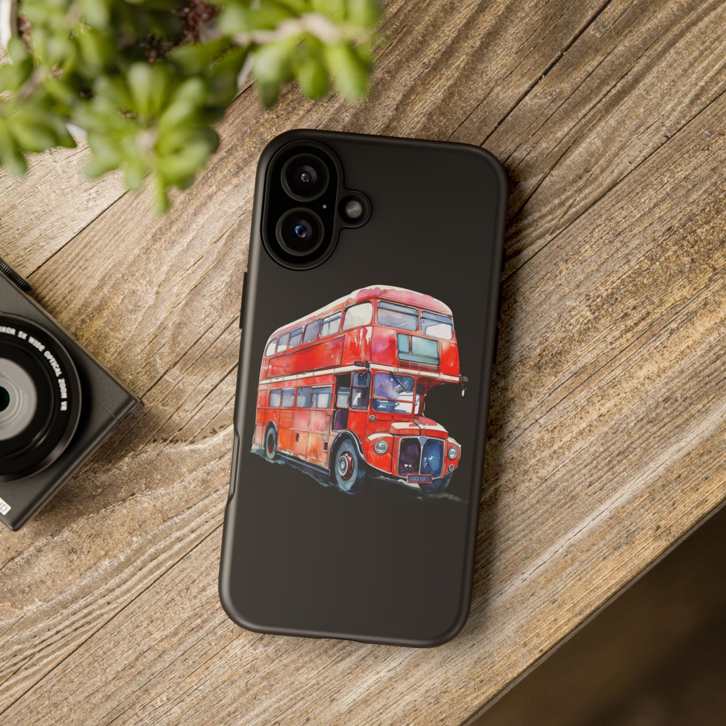 London Bus Phone Case, Tough iPhone Cover, Unique Gift for Travelers, Vintage Style Accessories, Holiday Present Idea