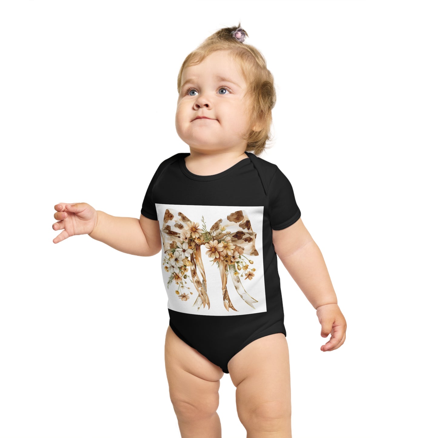 Floral Bow Baby Bodysuit - Adorable Infant Outfit for Celebrations