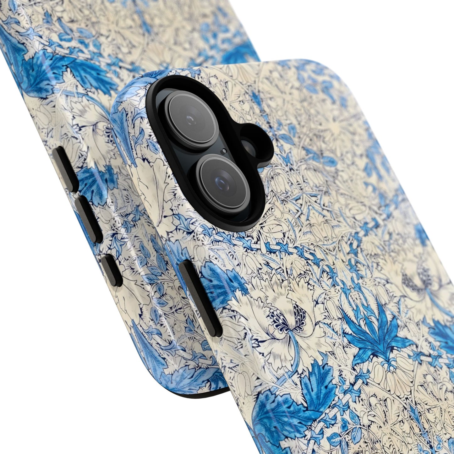 Elegant Floral Phone Case, Tough iPhone Cover, Stylish Mobile Protector, Blue Patterned Case, Unique Gift for Her