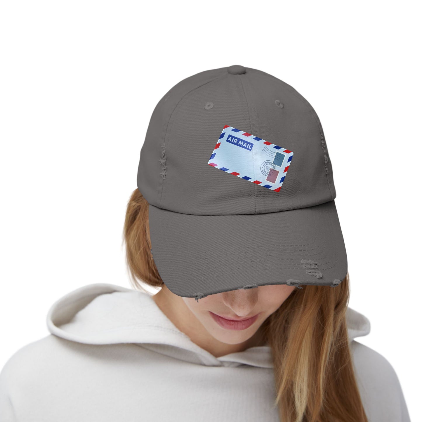 Vintage Air Mail Unisex Distressed Cap, Retro Hat, Casual Wear, Travel Accessories, Gift for Travelers, Summer Apparel