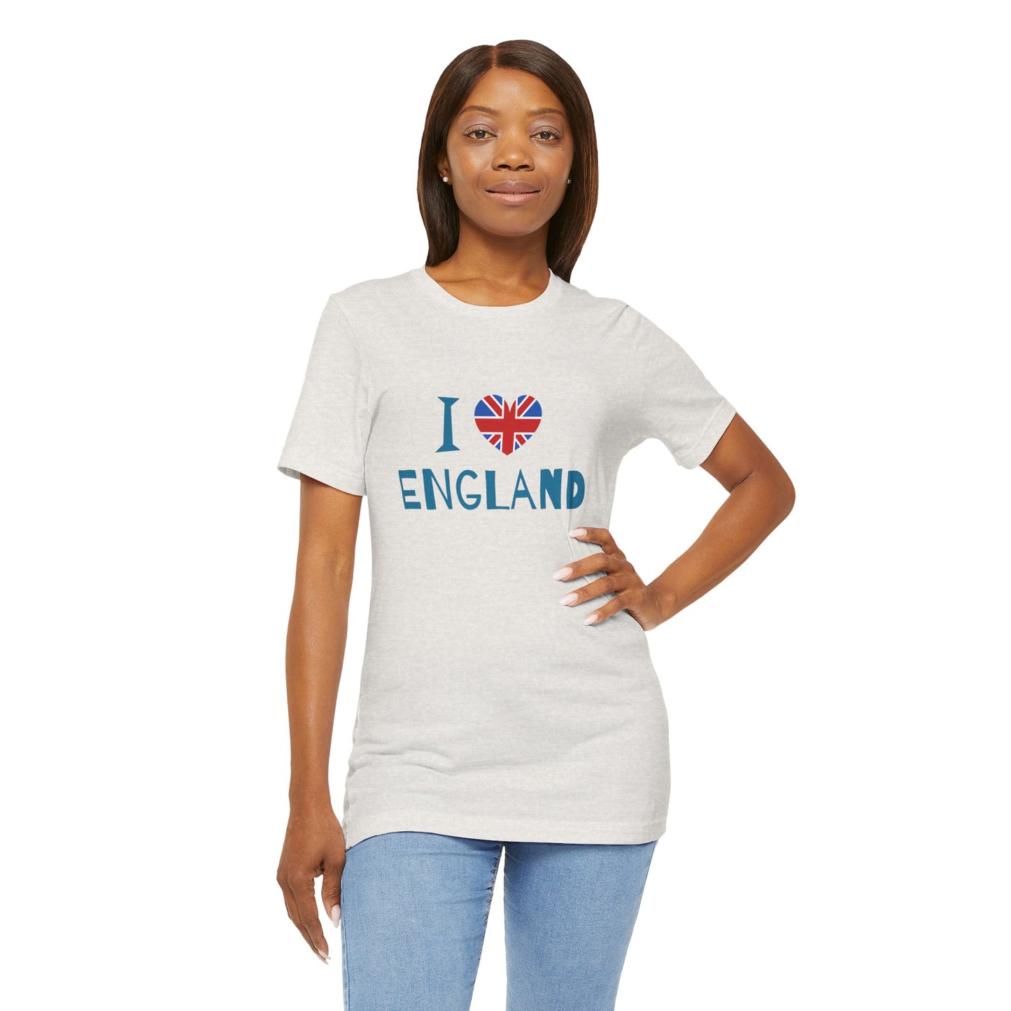 Unisex Jersey Short Sleeve Tee - I Love England - Union Jack Heart Design