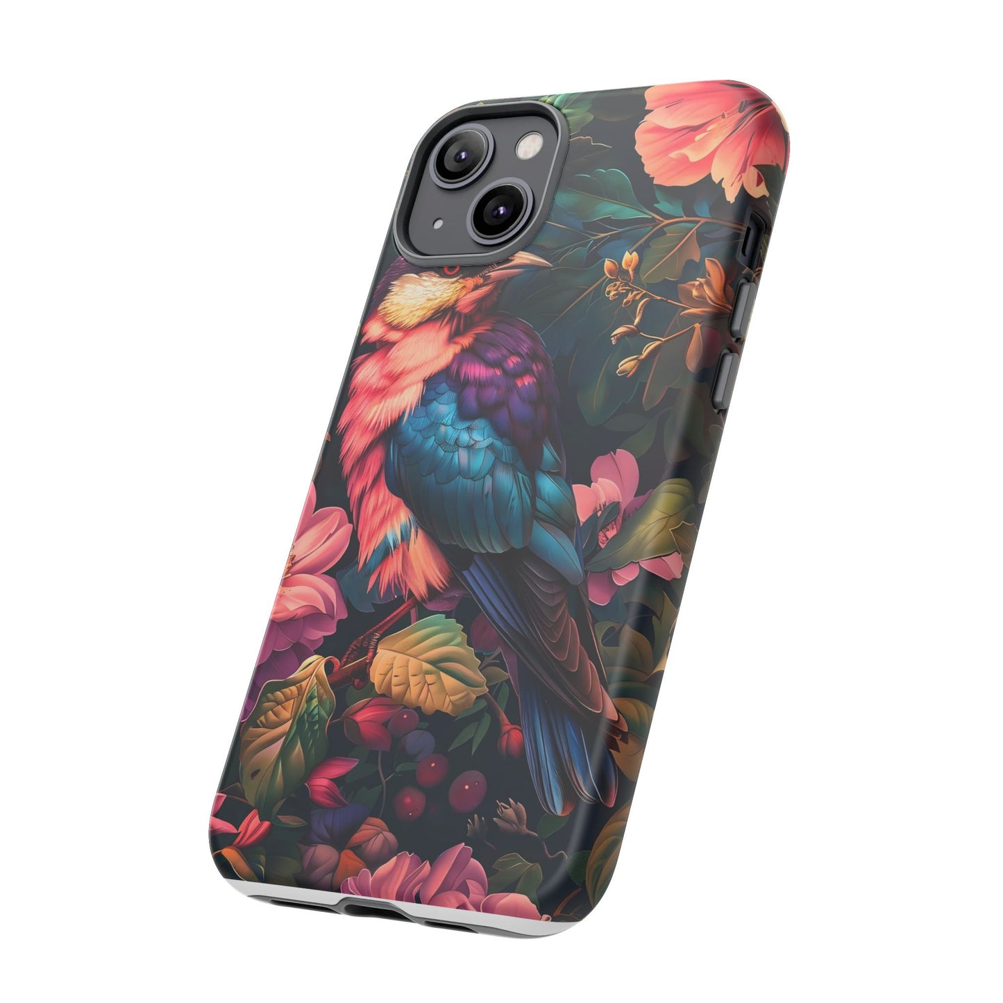 Tough Cases: Vibrant Tropical Bird Phone Case, Floral Smartphone Cover, Nature Lover Gift, Boho Phone Accessory, Cute Bird Case