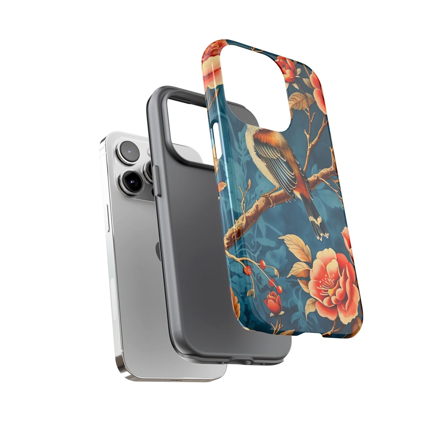 Bird & Floral Phone Case, Tough Cases for Nature Lovers, Gift for Her, Customizable Design, Vibrant Tech Accessories