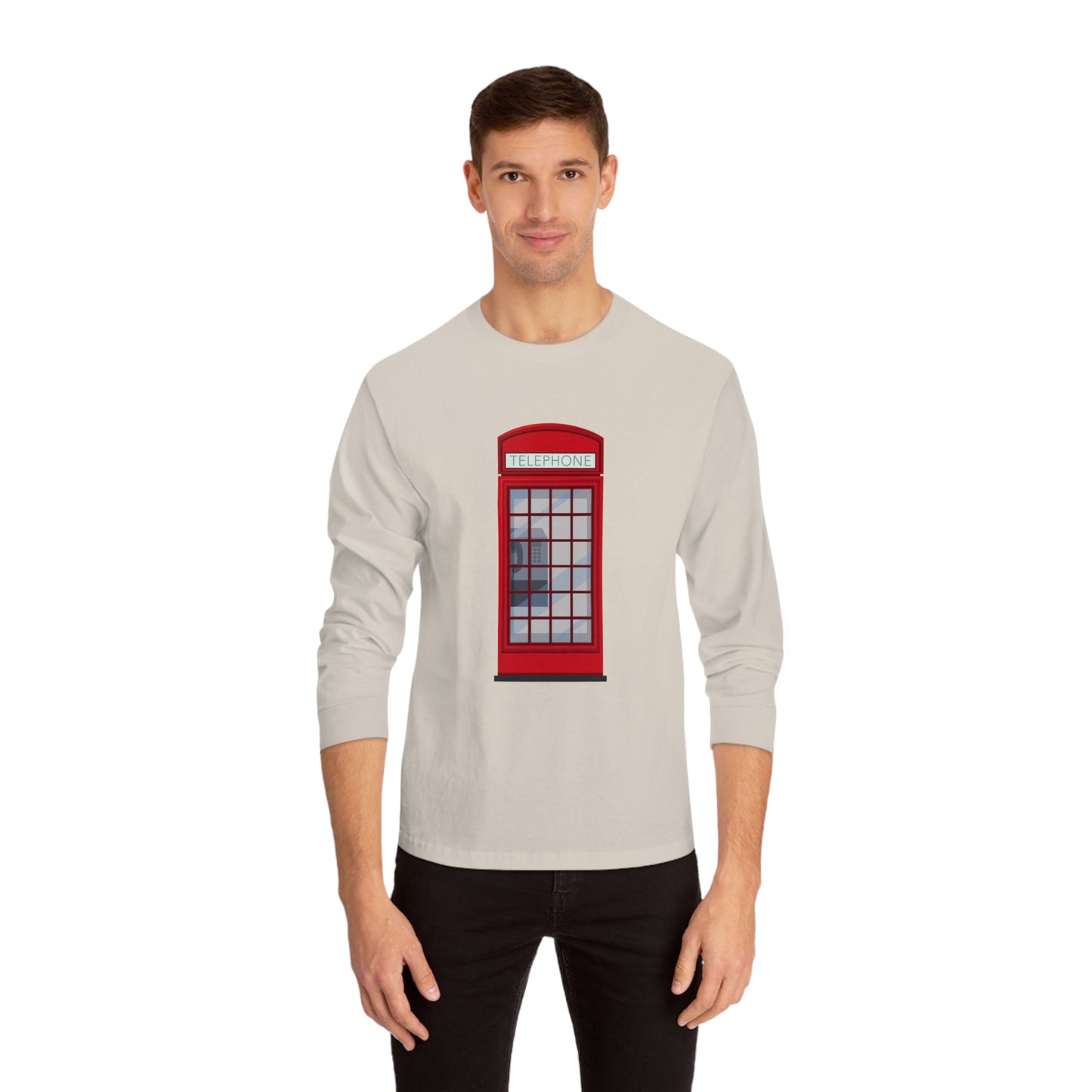 Unisex Classic Long Sleeve T-Shirt - Iconic British Public Telephone - Classic Red Phone Box