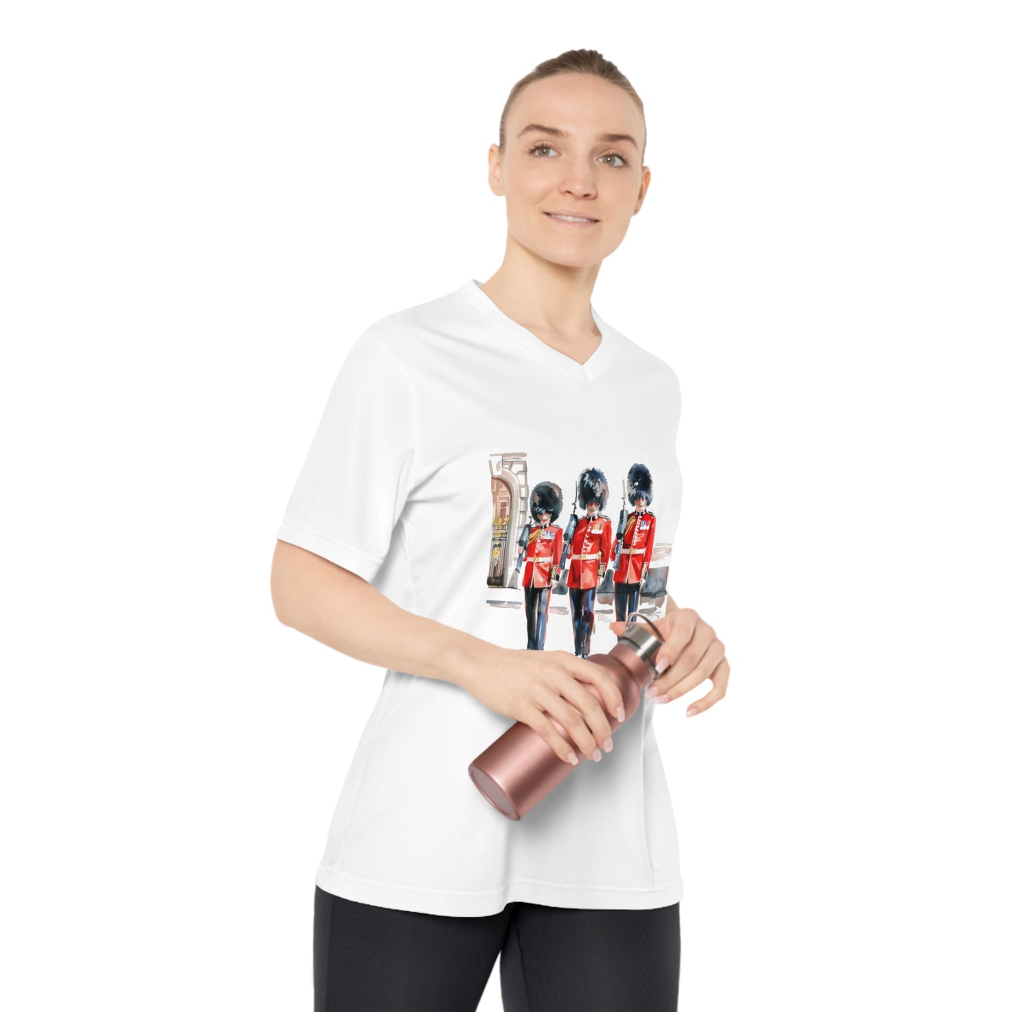 Women's Performance V-Neck T-Shirt - British Royal Guard - Iconic Symbol of Tradition and Honor