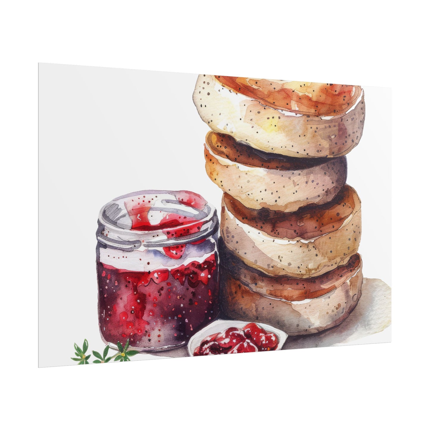 Breakfast Bagel Art Print, Foodie Decor, Kitchen Wall Art, Rolled Poster, Unique Food Gift, Home Cooking Decor