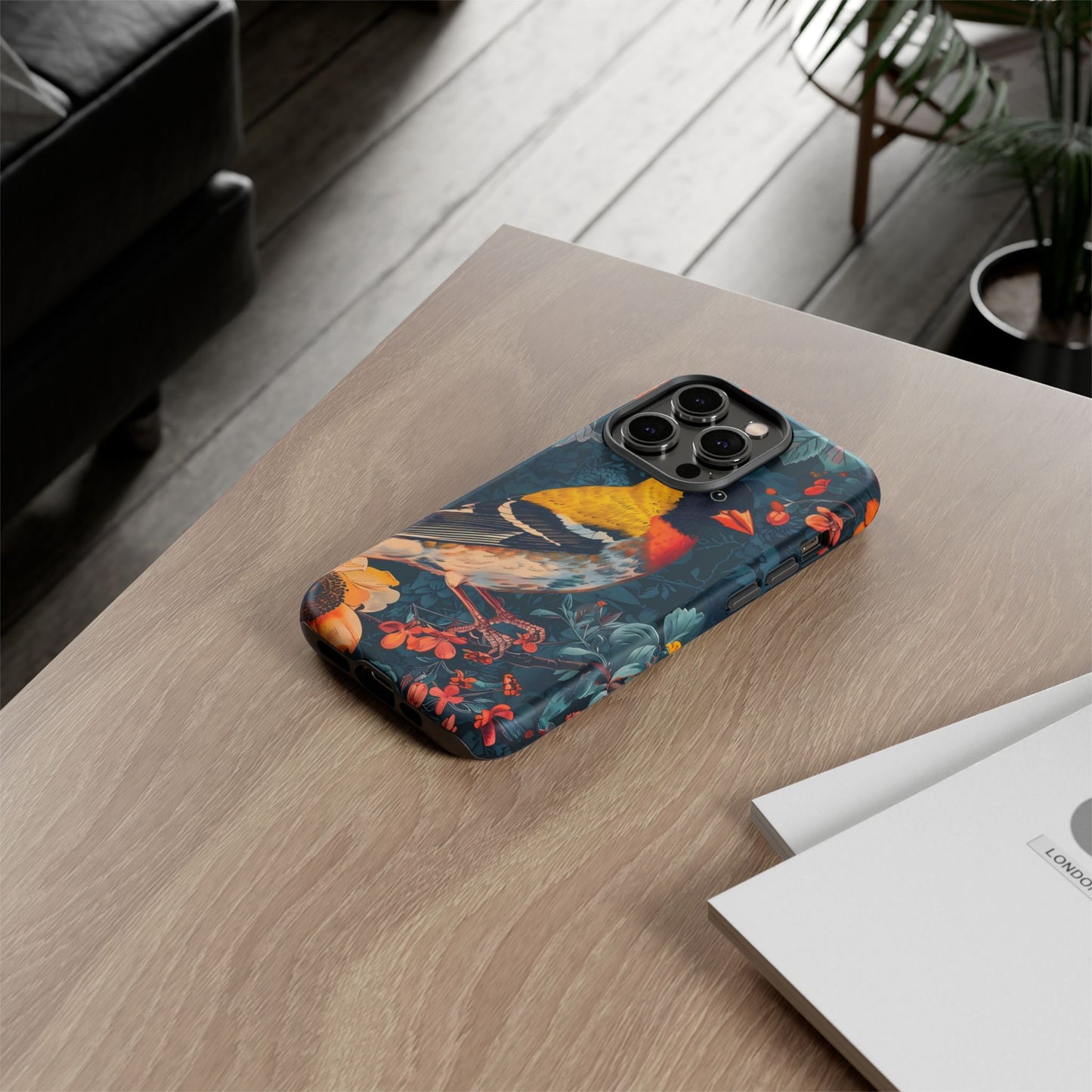 Colorful Bird Phone Case, Floral Phone Cover, Tough Phone Protector, Nature Lover Gift, Botanical Case, Unique Mobile Accessory