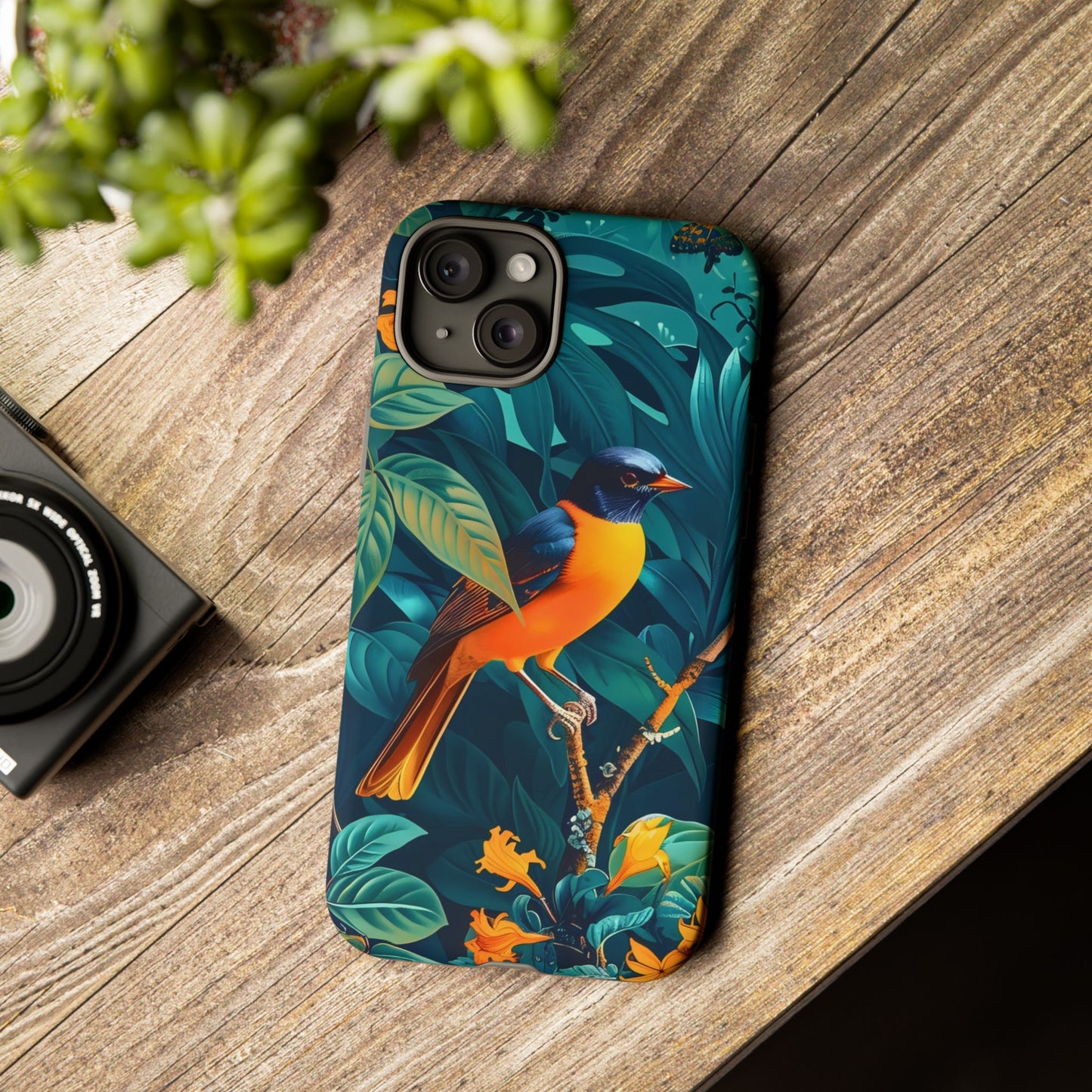 Tough Cases: Vibrant Bird Phone Case, Nature Lover Gift, Eco-Friendly Cover, Floral Design, Spring Decor