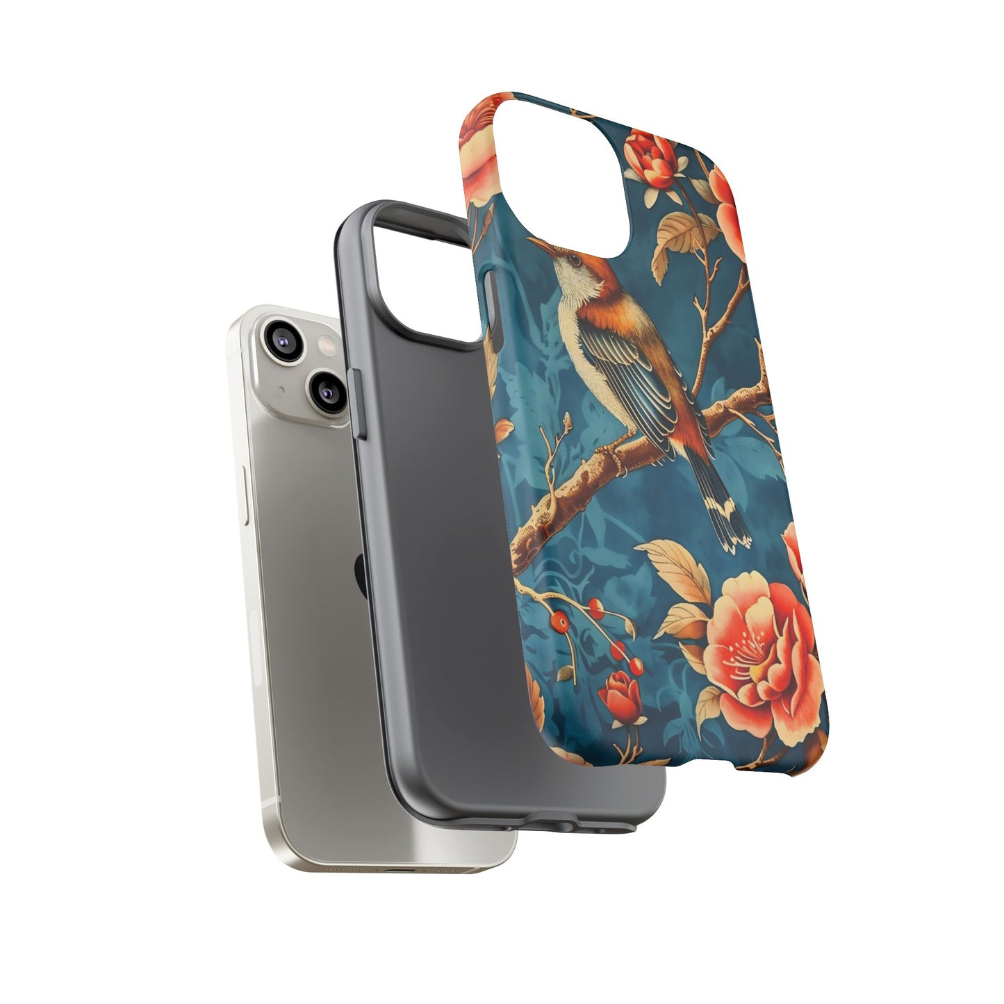 Bird & Floral Phone Case, Tough Cases for Nature Lovers, Gift for Her, Customizable Design, Vibrant Tech Accessories
