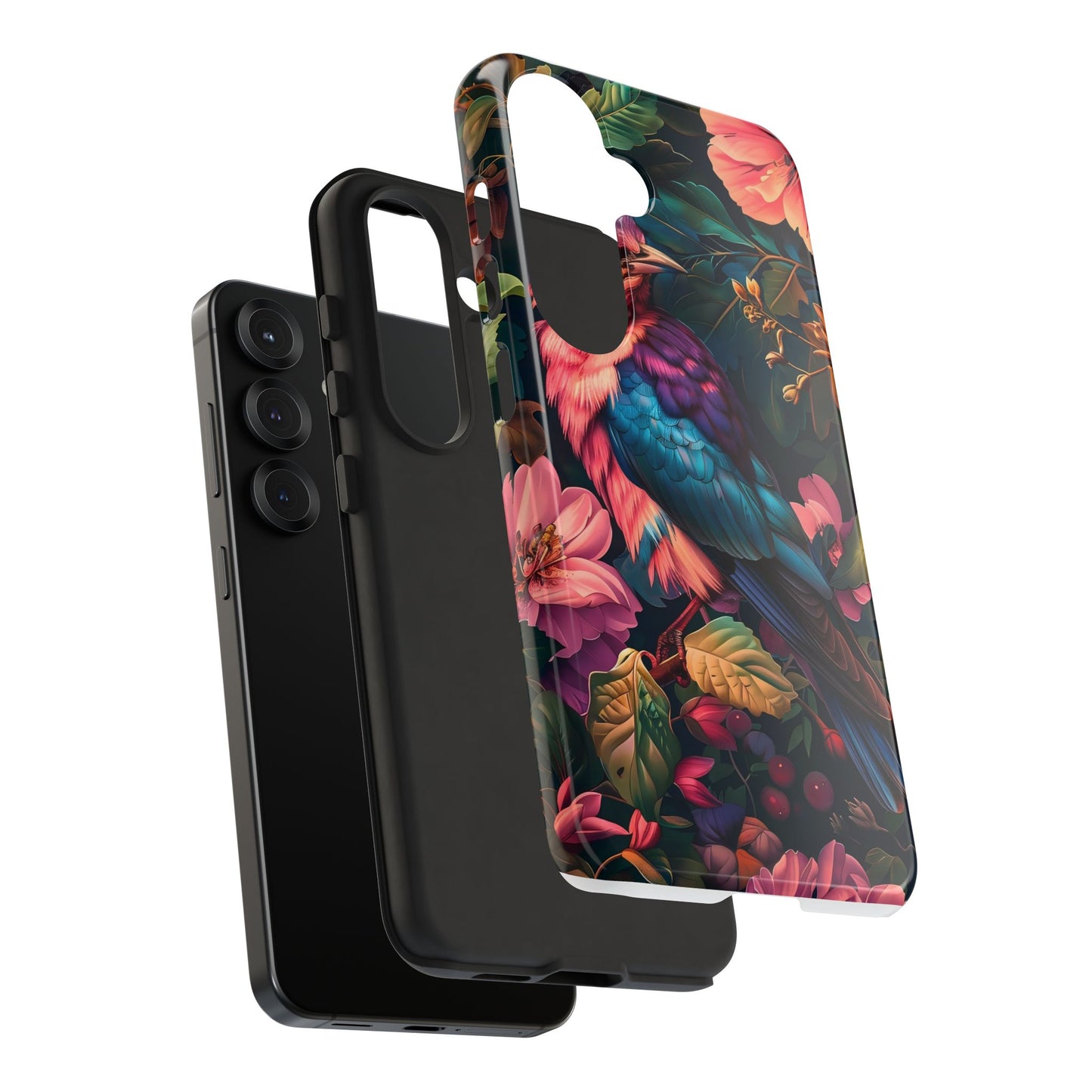 Tough Cases: Vibrant Tropical Bird Phone Case, Floral Smartphone Cover, Nature Lover Gift, Boho Phone Accessory, Cute Bird Case
