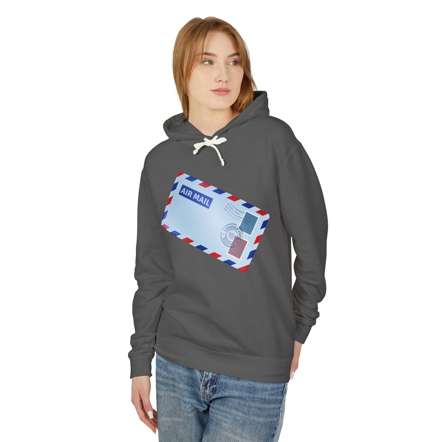 Unisex Lightweight Hooded Sweatshirt - Vintage British Air Mail - Classic Postal