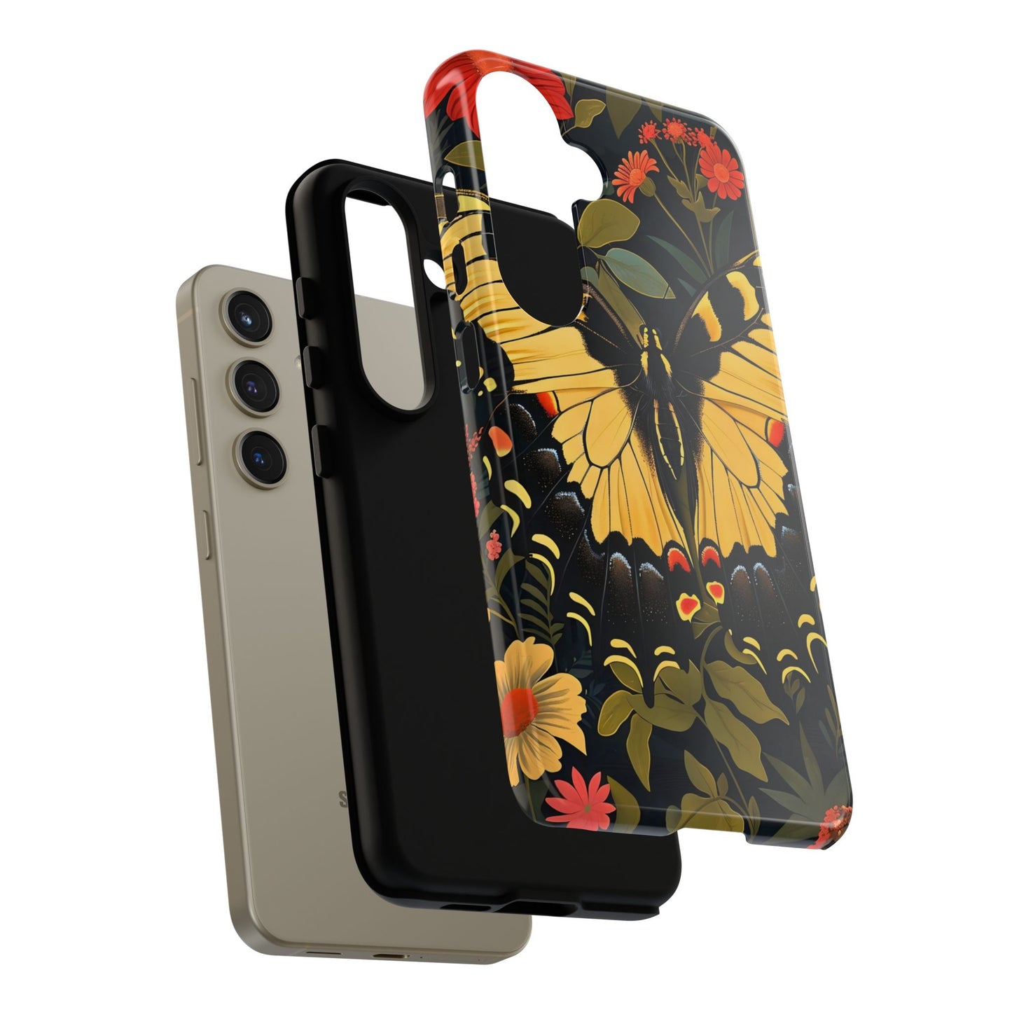 Butterfly Floral Phone Case, Tough Cases with Vibrant Design, Protective Cover for Nature Lovers, Gift for Her