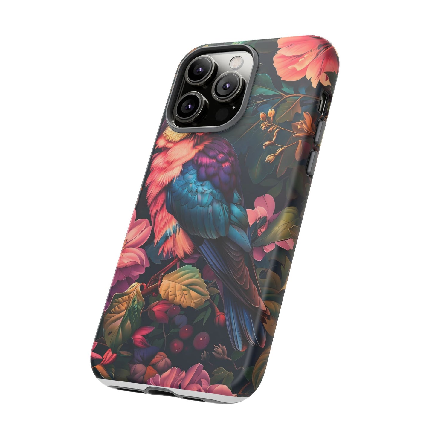 Tough Cases: Vibrant Tropical Bird Phone Case, Floral Smartphone Cover, Nature Lover Gift, Boho Phone Accessory, Cute Bird Case