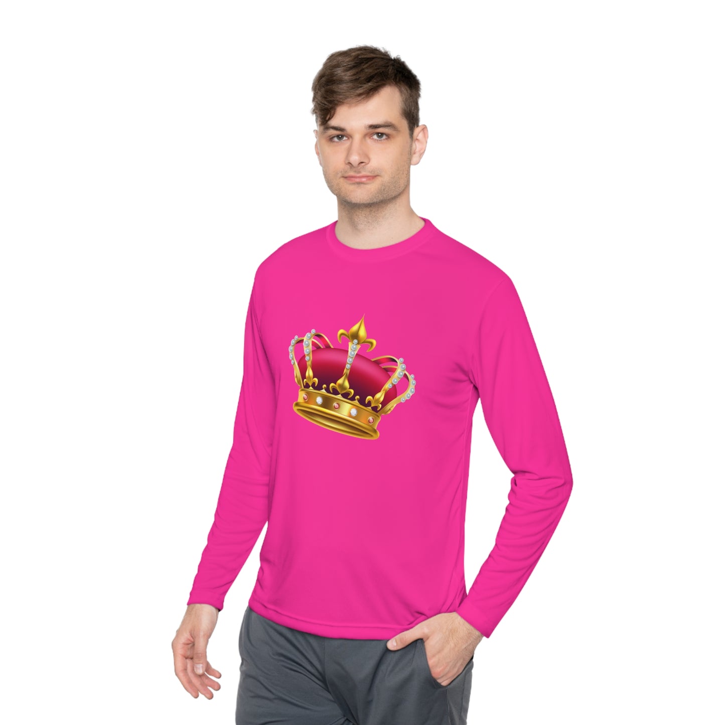Unisex Lightweight Long Sleeve Tee - British Royal Crown Design - Iconic Symbol of Monarchy