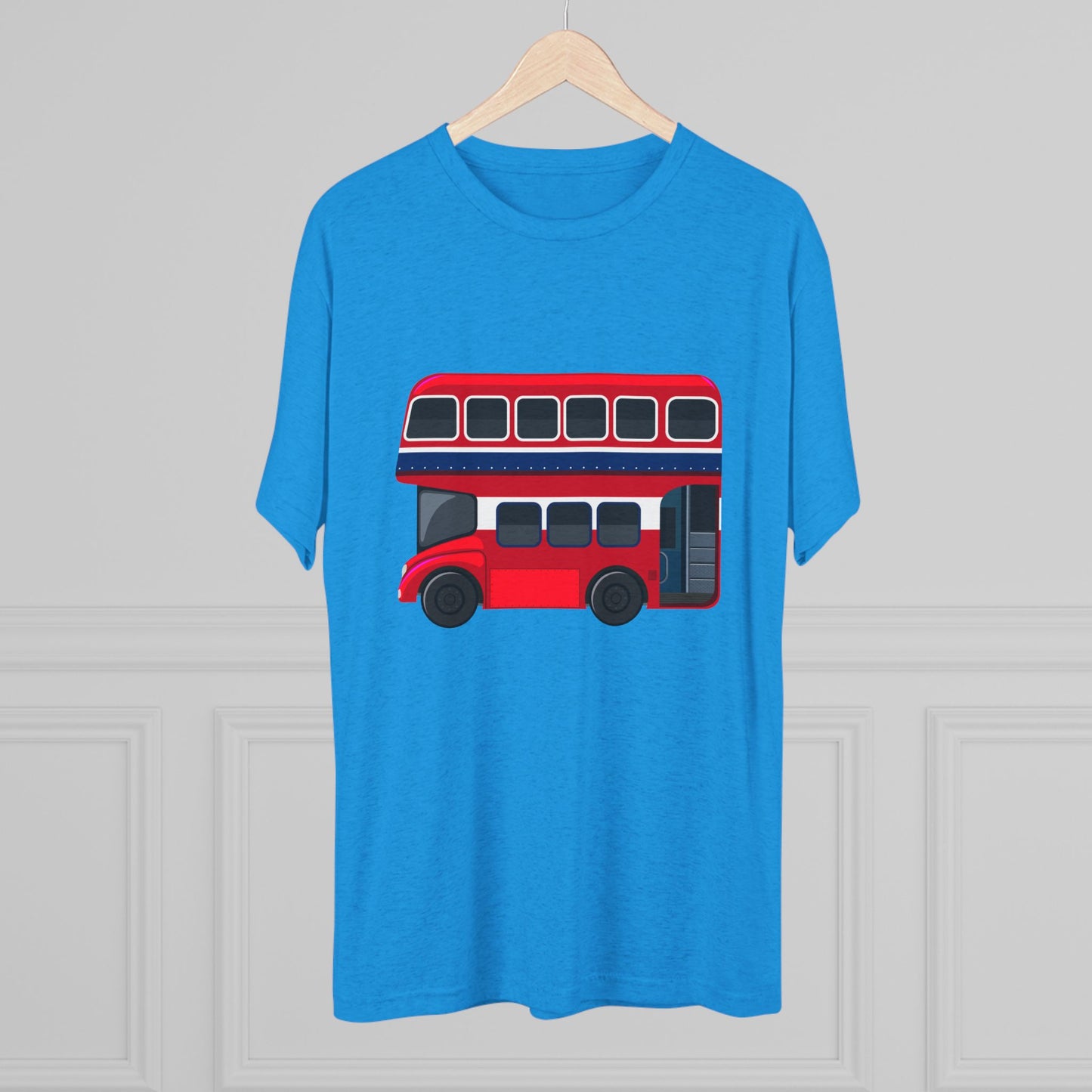 London Transport English Bus - Iconic Red Double-Decker Classy Unisex Tri-Blend Crew Tee