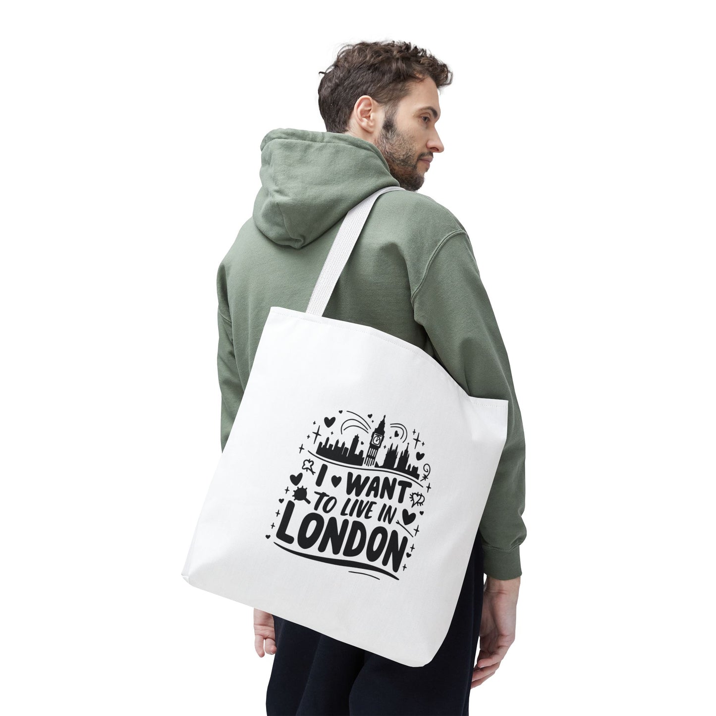 I Want to Live in London Tote Bag - City Lover Tote, Travel Bag, Gift for London Fans, Stylish Shopping Tote, Mom Bag