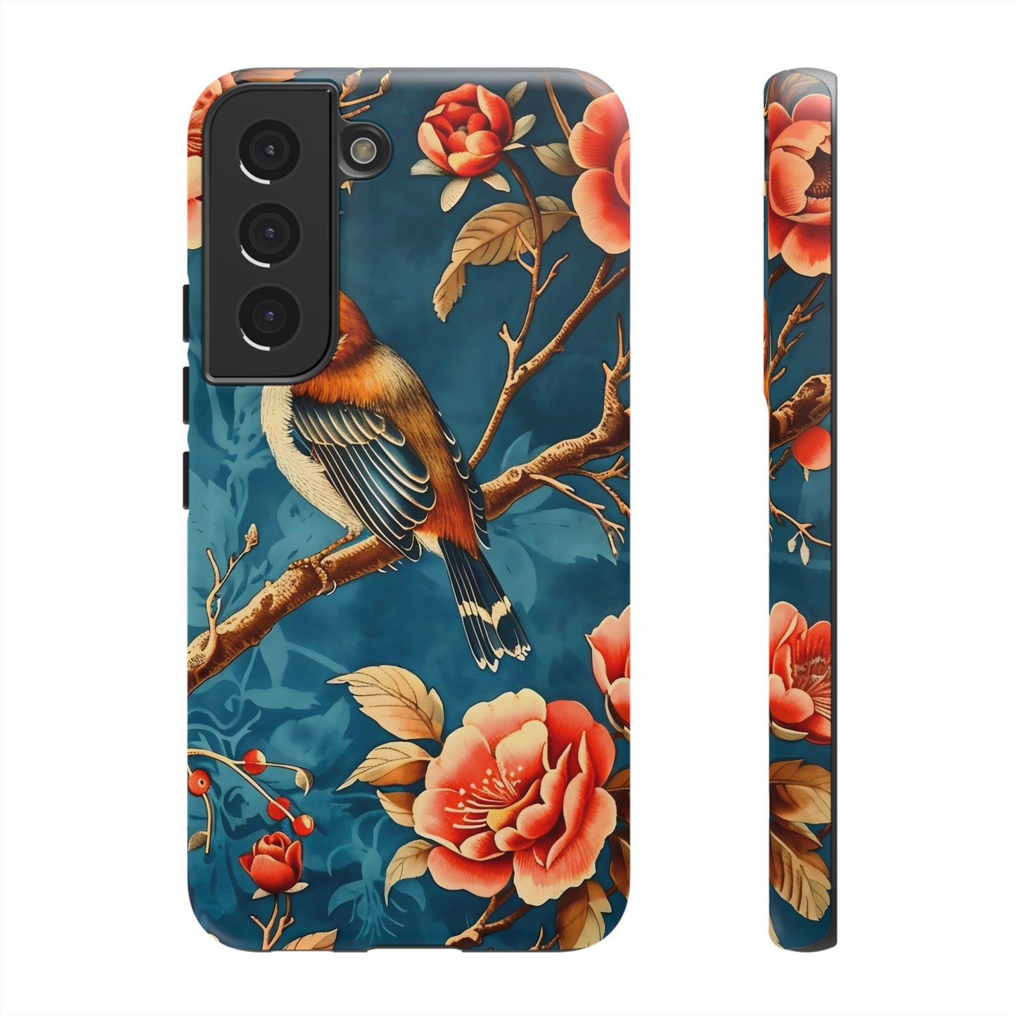 Bird & Floral Phone Case, Tough Cases for Nature Lovers, Gift for Her, Customizable Design, Vibrant Tech Accessories