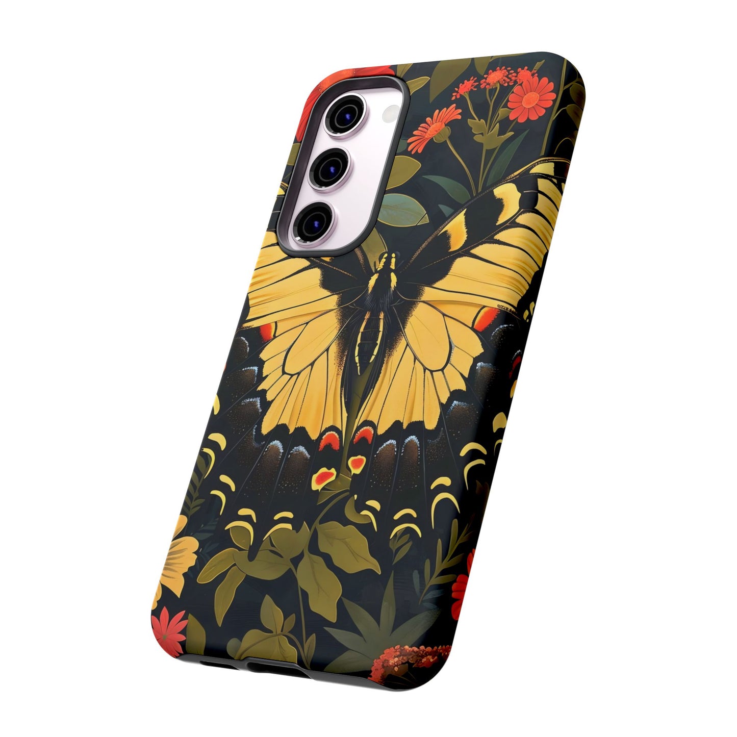 Butterfly Floral Phone Case, Tough Cases with Vibrant Design, Protective Cover for Nature Lovers, Gift for Her
