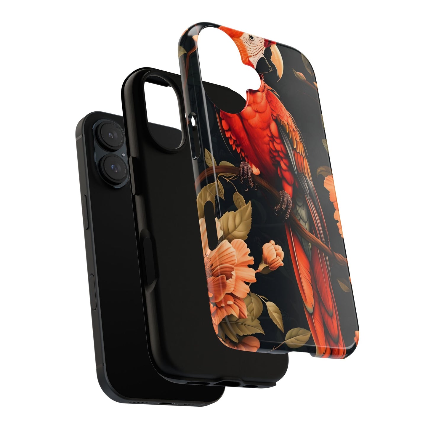Vibrant Tropical Phone Case with Parrot Design, Bird Lovers Gift, Floral Phone Cover, Nature Inspired Accessories, Tough Cases