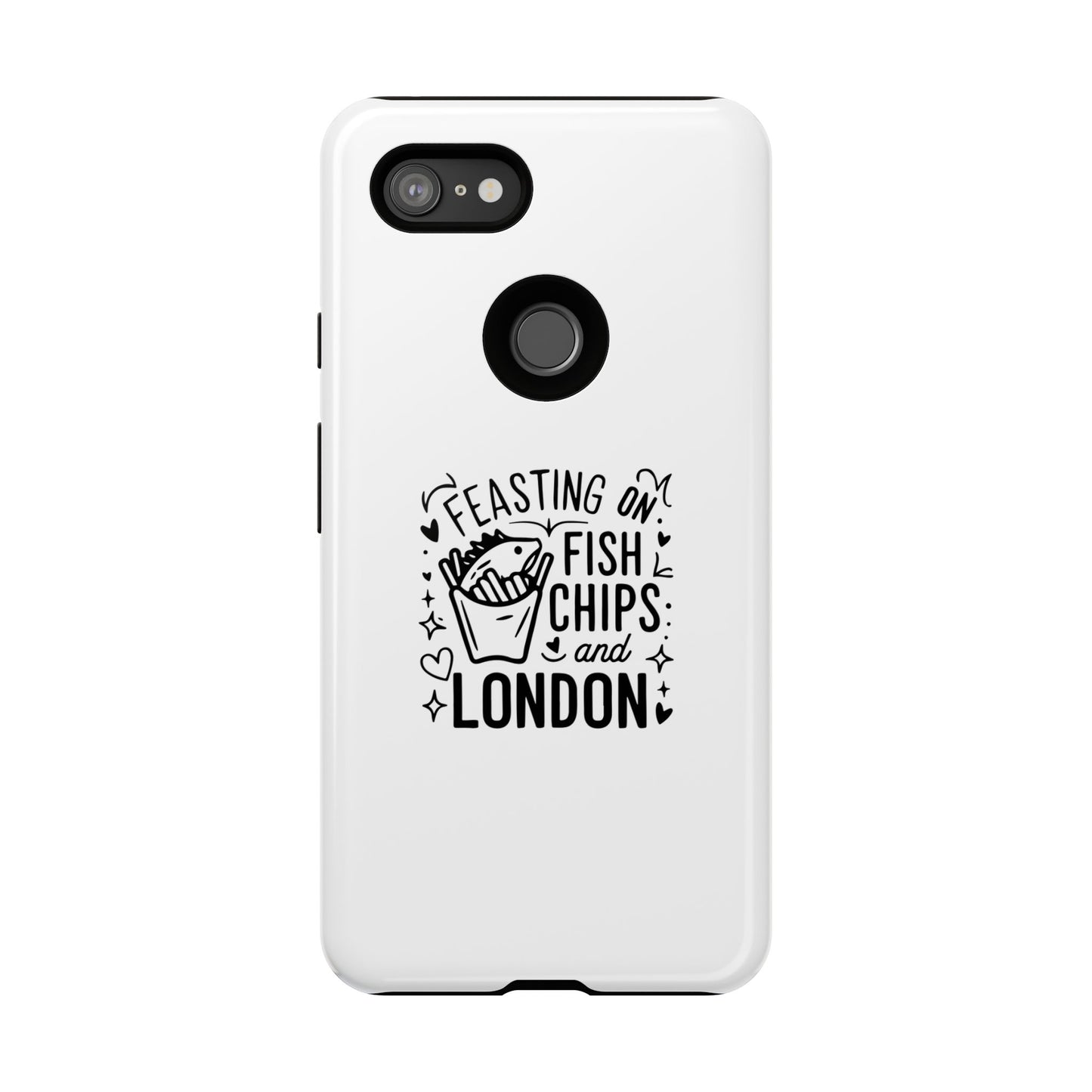 London Fish & Chips Phone Case, Tough Cases with Fun Design for Food Lovers, Unique Gift for Travelers, Cell Phone Accessories