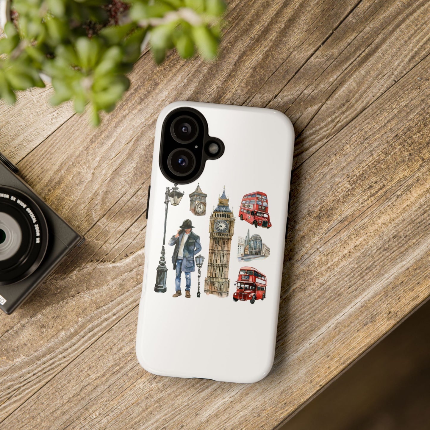 London Iconic Design Phone Case, Tough Cases, Gift for Travelers, London Souvenir, London Icons, Red Bus Phone Case