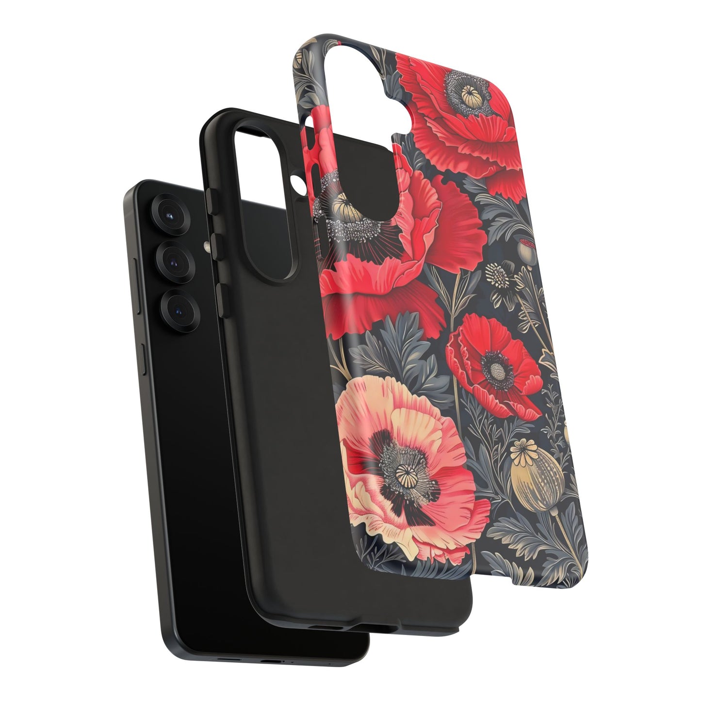 Floral Phone Case with Artistic Poppies, Tough Cases, Flower Design, Nature Lover Gift, Customizable Mobile Cover, Stylish Phone Accessories