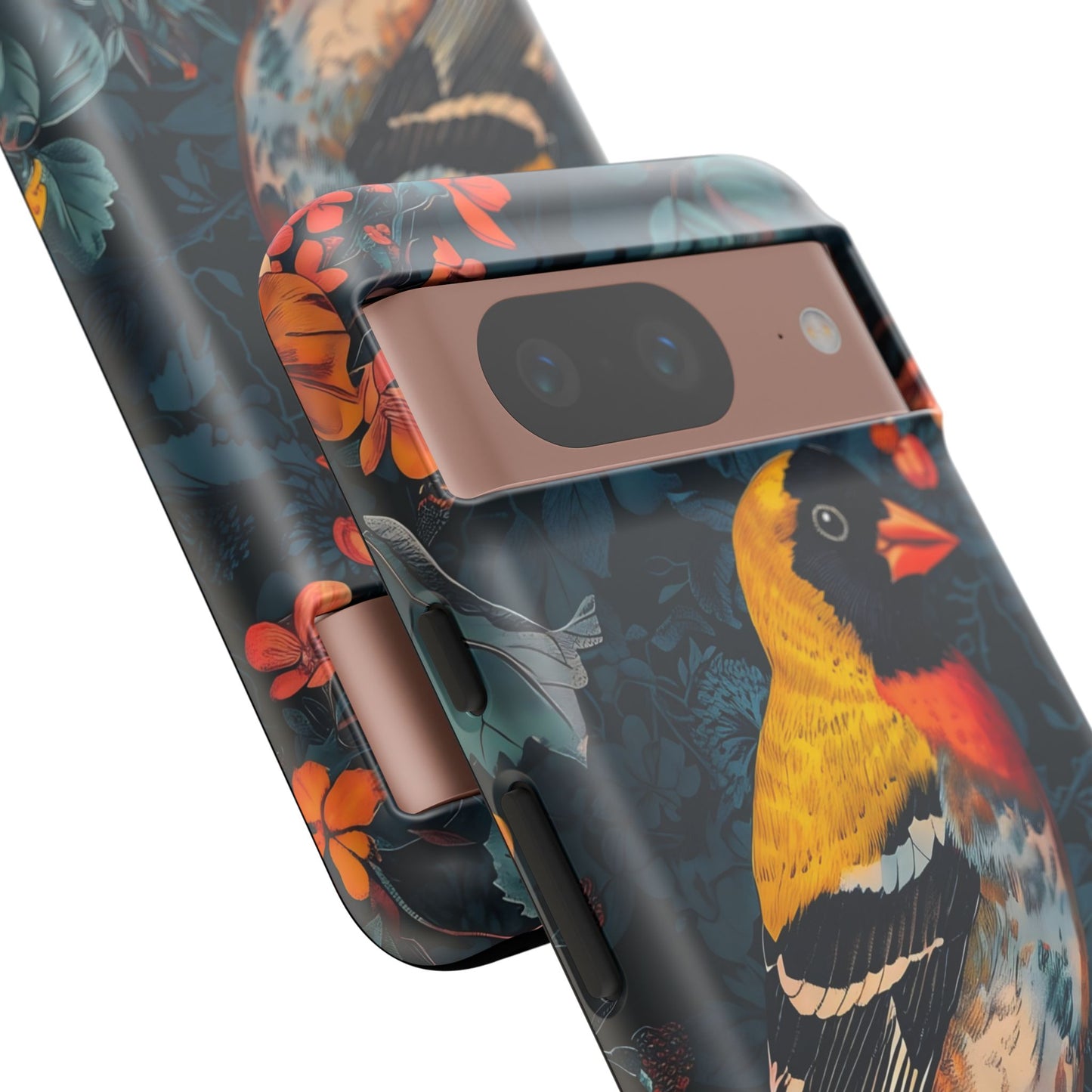 Colorful Bird Phone Case, Floral Phone Cover, Tough Phone Protector, Nature Lover Gift, Botanical Case, Unique Mobile Accessory