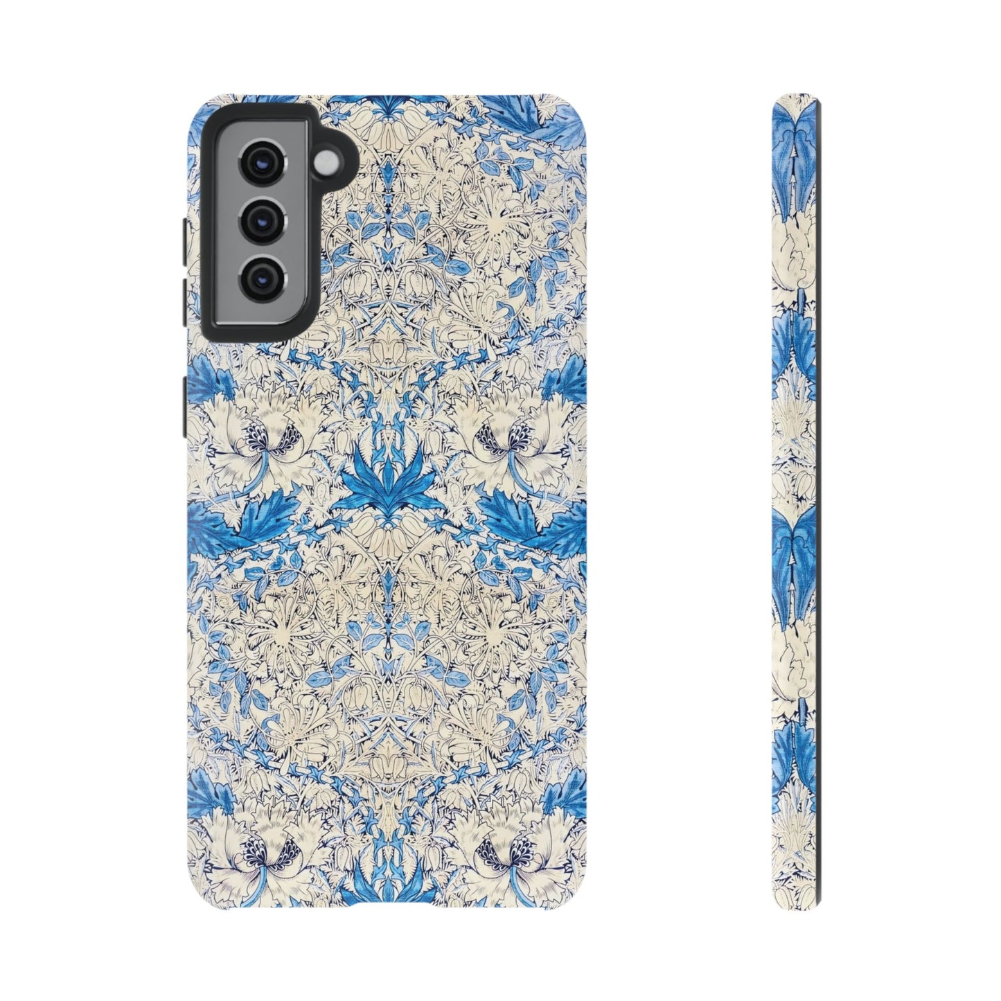 Elegant Floral Phone Case, Tough iPhone Cover, Stylish Mobile Protector, Blue Patterned Case, Unique Gift for Her